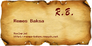 Remes Baksa névjegykártya